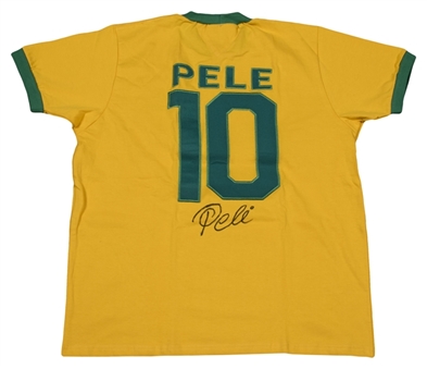 1970 Pele Autographed Replica Brazil National Team Shirt (PSA/DNA)